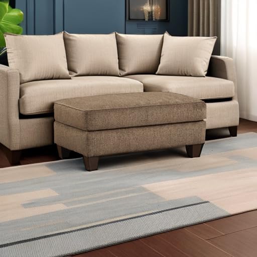 Large Brown Cocktail Ottoman, Soft Upholstered Footrest & Accent Seat