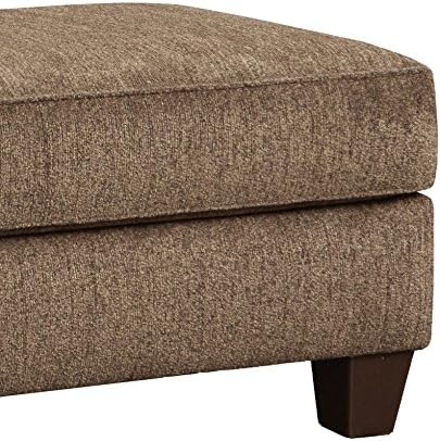 Large Brown Cocktail Ottoman, Soft Upholstered Footrest & Accent Seat