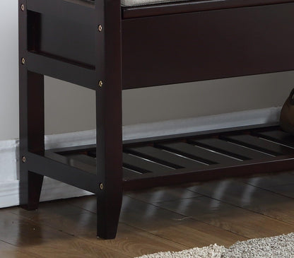 Espresso Storage Shoe Bench, Upholstered Entryway Bench with Hidden Storage