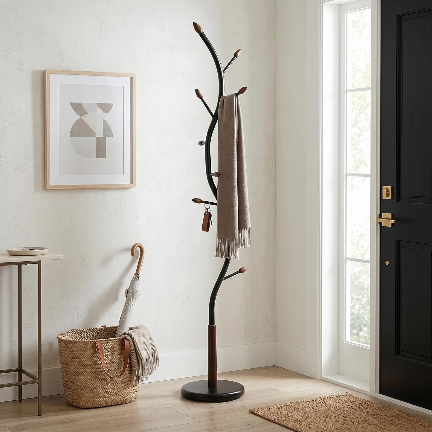 Modern Freestanding Coat Rack, Branch-Style Entryway Organizer