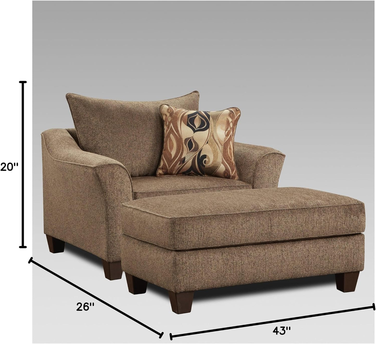 Large Brown Cocktail Ottoman, Soft Upholstered Footrest & Accent Seat