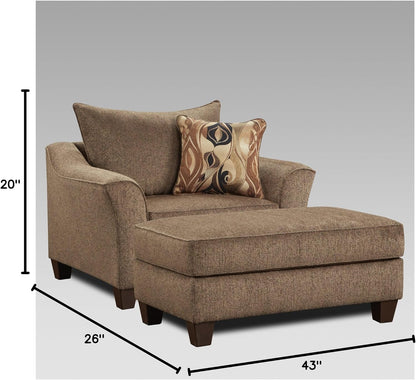 Large Brown Cocktail Ottoman, Soft Upholstered Footrest & Accent Seat