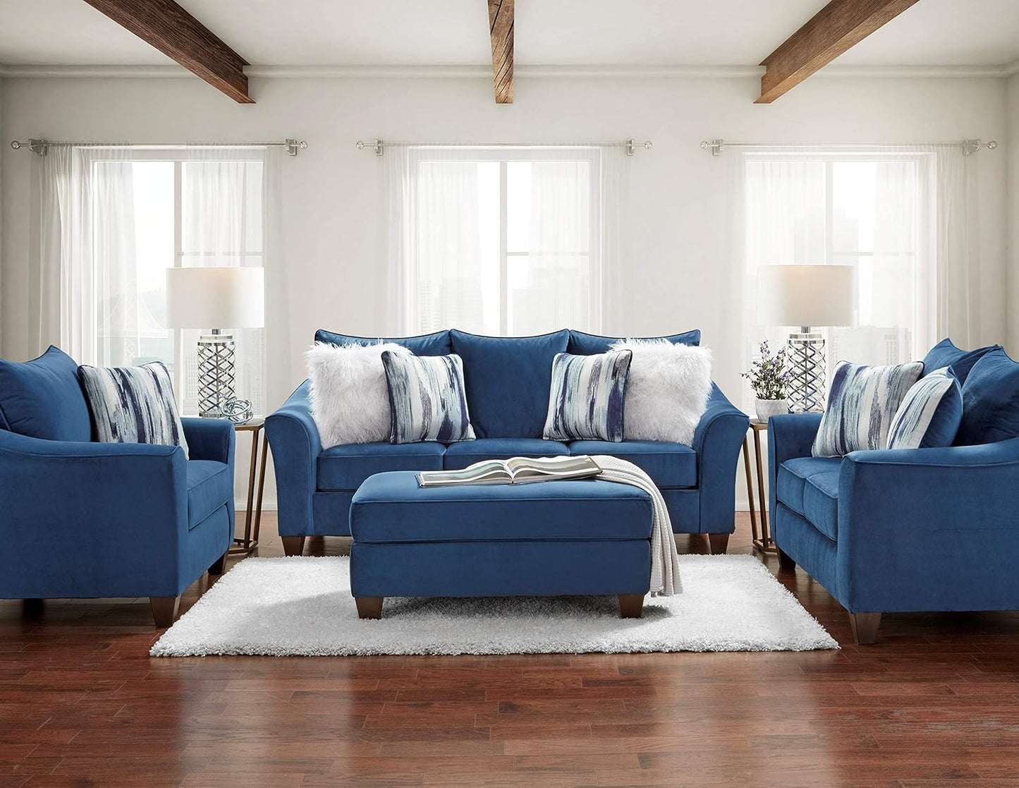 Pillowback Loveseat Sofa, Soft Textured Fabric 2-Seater Couch