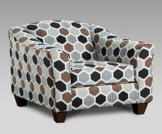 Contemporary Fabric Accent Chair, Plush Pillowback Lounge Chair