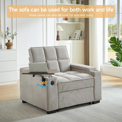 Oversized Convertible Chaise Lounge, Adjustable Backrest Sofa