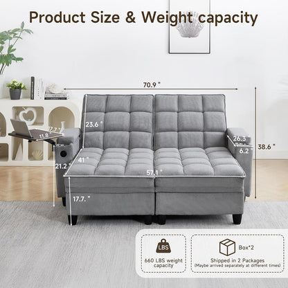Adjustable Backrest Loveseat Sofa, Modern Lounge Couch for Living Room