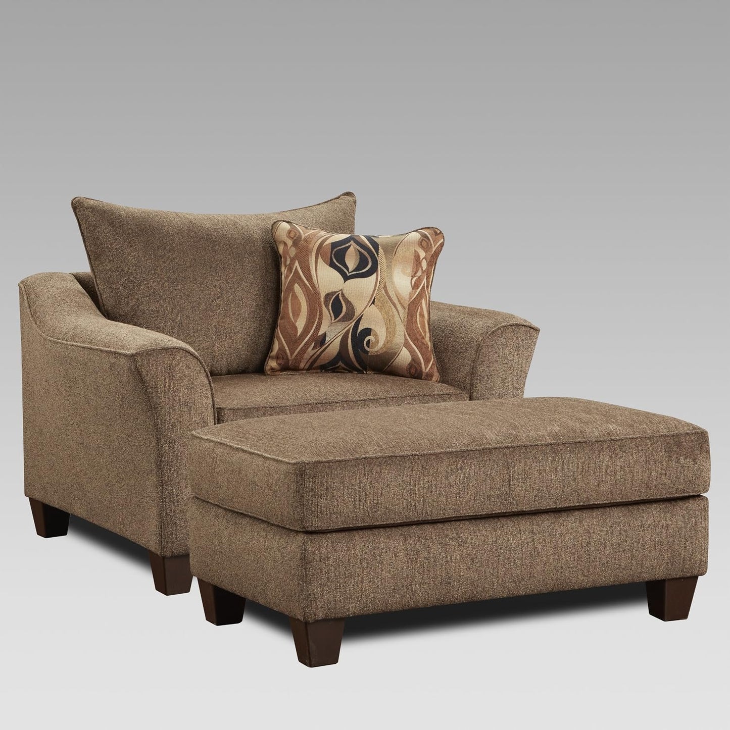 Large Brown Cocktail Ottoman, Soft Upholstered Footrest & Accent Seat