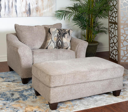 Platinum Fabric Accent Chair & Ottoman Set, Plush Pillowback Lounge Chair