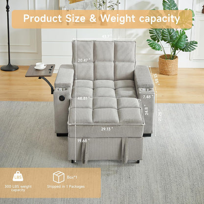 Oversized Convertible Chaise Lounge, Adjustable Backrest Sofa