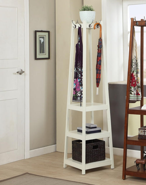 3-Tier Entryway Coat Rack, Freestanding Hall Tree with Storage Shelves