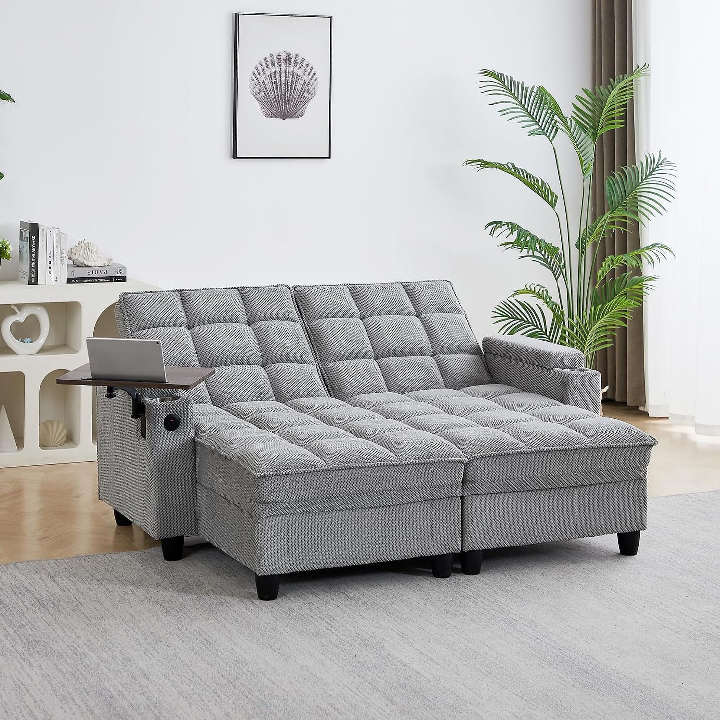 Adjustable Backrest Loveseat Sofa, Modern Lounge Couch for Living Room