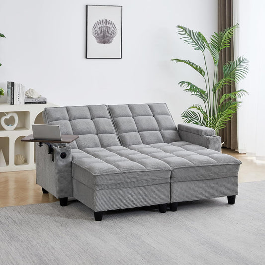 Adjustable Backrest Loveseat Sofa, Modern Lounge Couch for Living Room