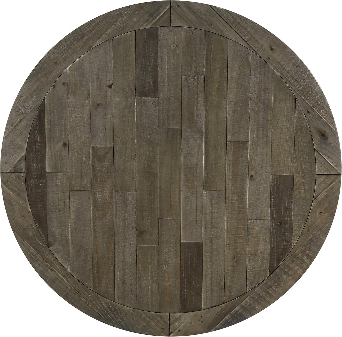 Round Two-Tone Farmhouse Dining Table, Rustic Wood Pedestal Table
