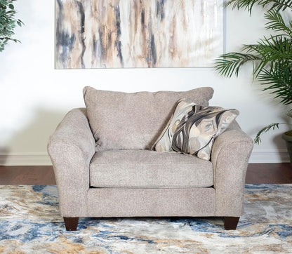 Platinum Fabric Accent Chair & Ottoman Set, Plush Pillowback Lounge Chair