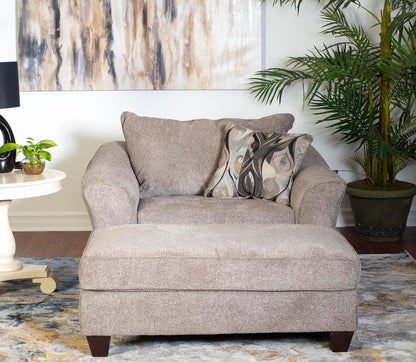 Platinum Fabric Accent Chair & Ottoman Set, Plush Pillowback Lounge Chair