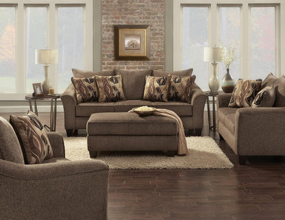 Large Brown Cocktail Ottoman, Soft Upholstered Footrest & Accent Seat