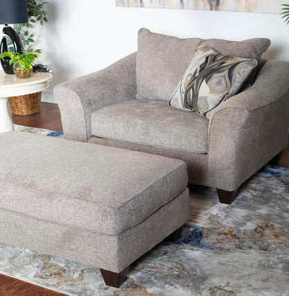 Platinum Fabric Accent Chair & Ottoman Set, Plush Pillowback Lounge Chair