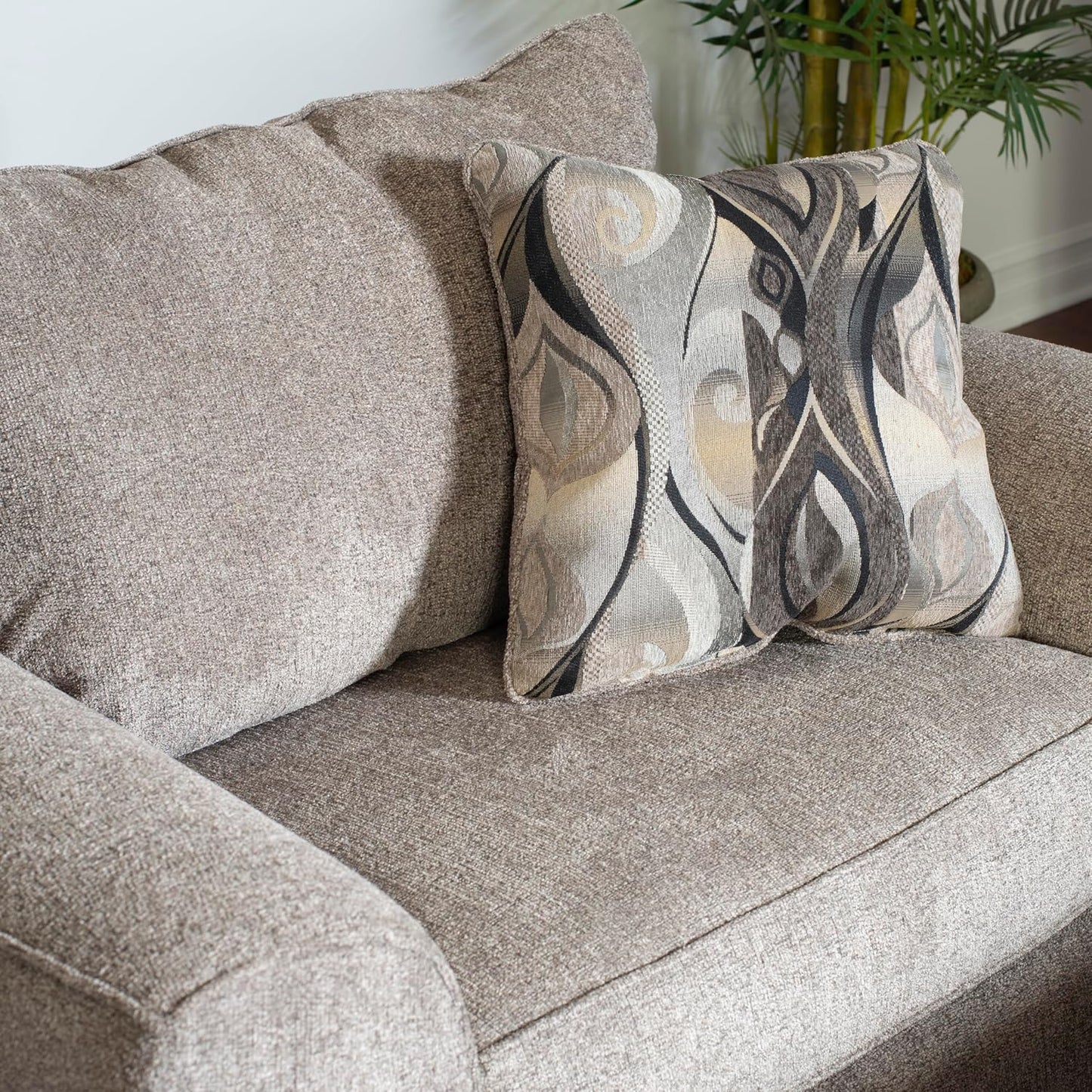 Platinum Fabric Accent Chair & Ottoman Set, Plush Pillowback Lounge Chair