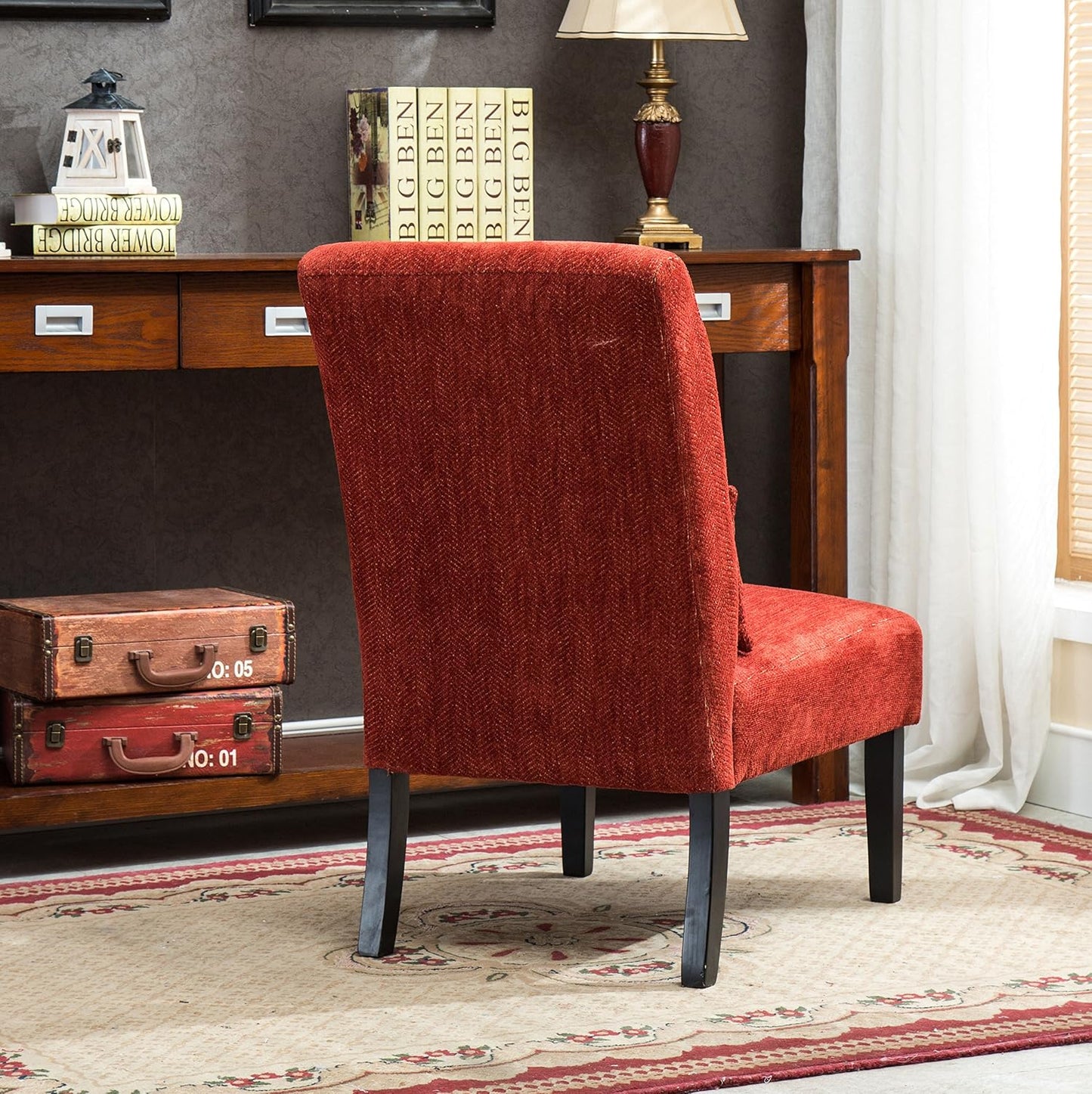 Modern Round Accent Chair, Soft Chenille Upholstered Barrel Chair